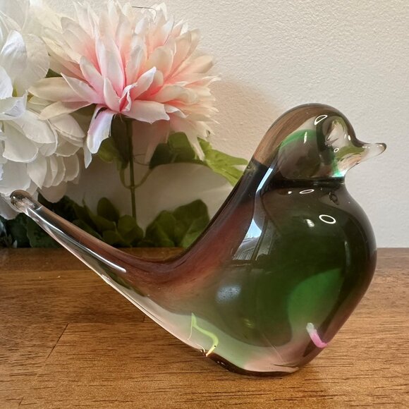 Murano Style Art Glass Bird Figurine Vintage Sommerso Style Sculpture Home Decor - Picture 1 of 5